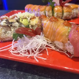 sashimi, sushi, sushi and sashimi, food