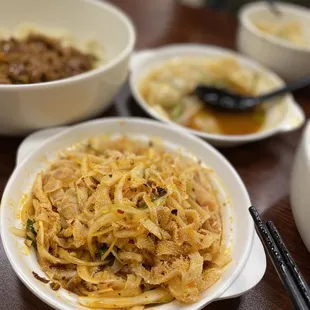 bowls of food on a table