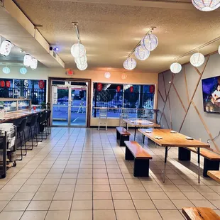 a view of the dining area