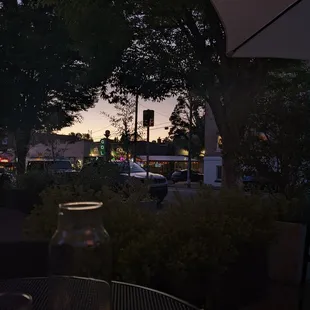 view from the patio at sunset