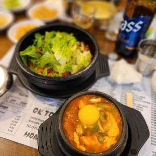 #17 Combination Spicy Hot Stone Octopus and Kimchi w/ Beef Tofu