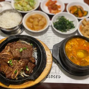 various dishes of food on a table