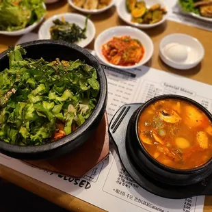 Stone Hot Octopus and Kimchee Tofu Combo