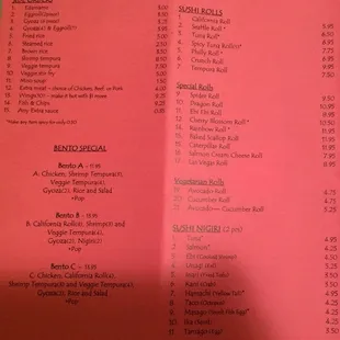 menu