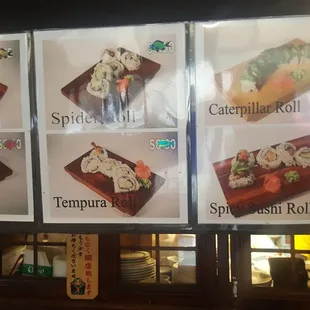 menu, sushi and sashimi