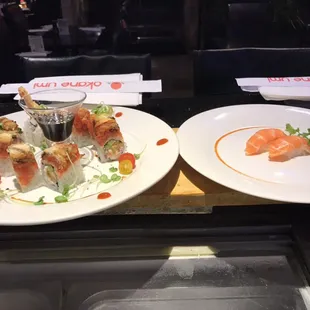 Tempura eel roll and salmon