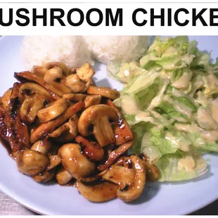 a plate of mushrooms and rice