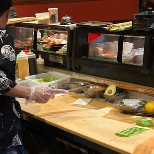 a woman preparing food