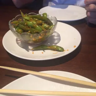 Spicy Garlic Edamame