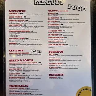 Food menu