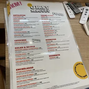 Food menu