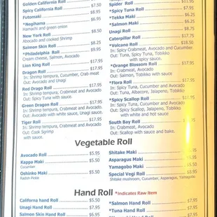 menu