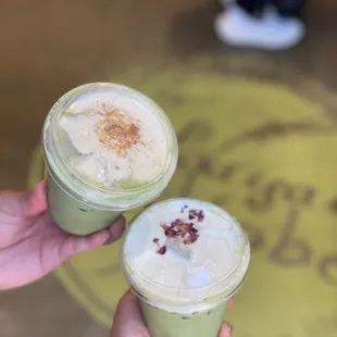 Matcha rose and matcha banana