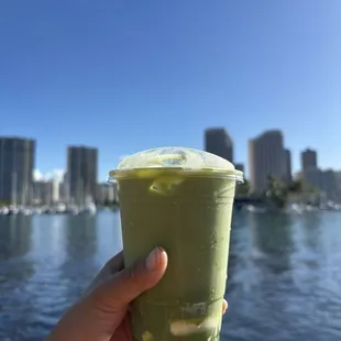 Banana matcha latte