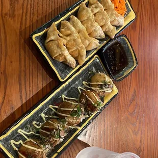 two plates of food on a table
