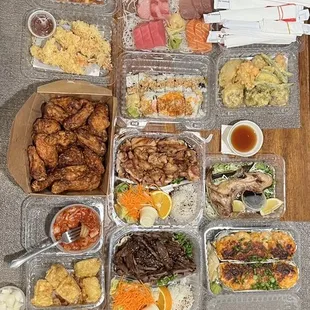 a table full of food