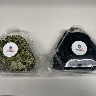 Furikake musubi and spam musubi