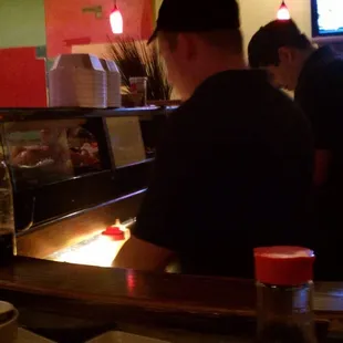 interior, sushi and sashimi
