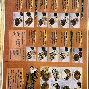 the menu for the restaurant