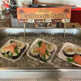 a display of sushi