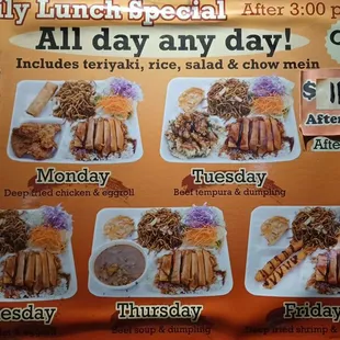 Daily lunch special as of 03/07/2022