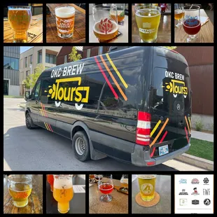 Brew bus &amp; all the samplers we had from the Summer Passport Brew Hop!