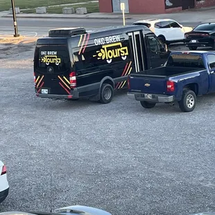 View of the bus from the top of elk valley brewing.