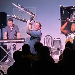 Guest performer TJ Mannix from New York City performs musical improv with Kyle Gossett &amp; Kendon Lacy at OKC Improv's annual Improv Festival!