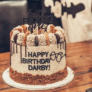 a birthday cake on a table