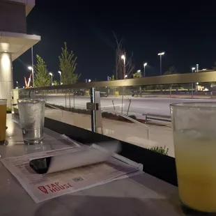 Drinks on outdoor patio