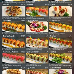 menu, sushi and sashimi