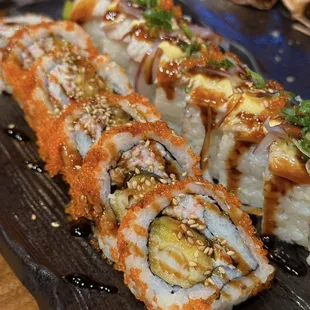 TNT Roll (Front) and King of Hamachi Special Roll