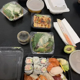 sashimi, sushi and sashimi, food, sushi