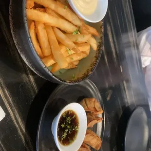 Fries and &quot;crispy gyoza&quot;