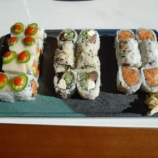 My selection of 3 tuna based sushi rolls.