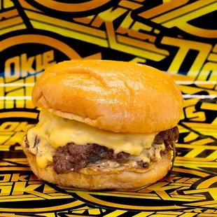 Okie Dokie. Double Patty, Double Cheese, Butter Bun. Served with OD Sauce, Pickles, Hot Peppers.