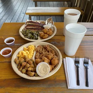 Mini Rack of Ribs Plate &amp; Smoke House BBQ Pork Platter