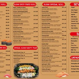 Menu restaurant