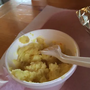 Potato salad with brisket sandwich