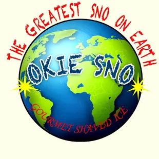 a globe with the words okie sno on it