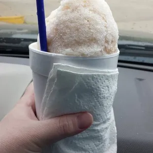 Coconut with kahlua and cream with a cone top