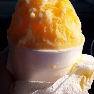 Pina colada with cream and gummy bears in the middle