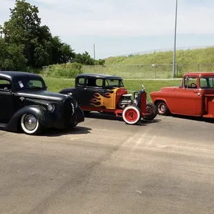 a row of classic cars