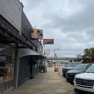 cars parked on the sidewalk