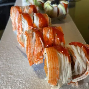 a sushi roll on a table