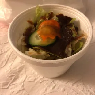 Side salad with ginger dressing