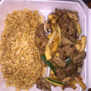 Yum! Wonderful hidden slice of heaven. Hibachi steak and fried rice.