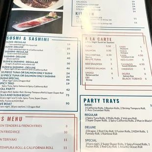 Menu (June 2023) - Zoom in to see details and pricing. Pretty extensive menu options especially for sushi in the OBX