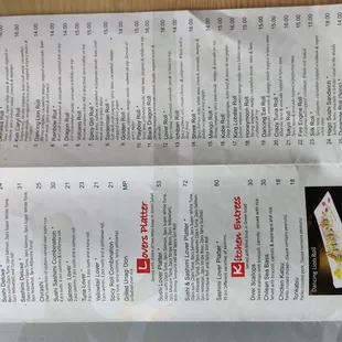 a menu for a japanese restaurant
