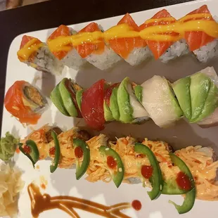 Spicy Girl Roll, Rainbow Roll, Golden Roll